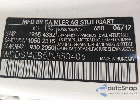 2018 Mercedes-Benz Cla 250 z USA, uszkodzony, nr VIN WDDSJ4EB5JN553406